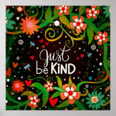 Poster Inspirational Be Kind Citation Florale (Devant)