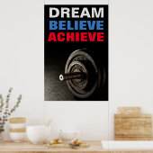 Poster Inspirational Believe Bodybuilding Dumbell (Cuisine)