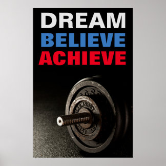 Poster Inspirational Believe Bodybuilding Dumbell