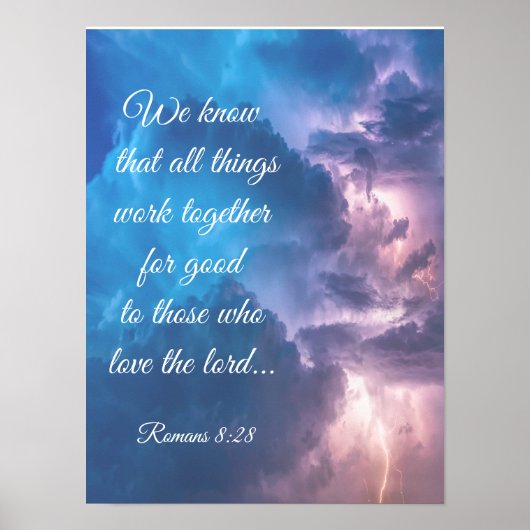Poster Inspirational Bible Romans 8:28 Citation Thunderst (Devant)