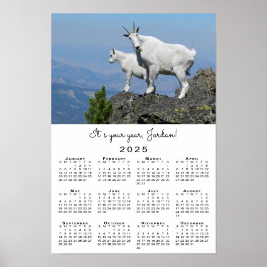 Poster Inspirational Goat Modèle photo 2025 Calendrier (Devant)