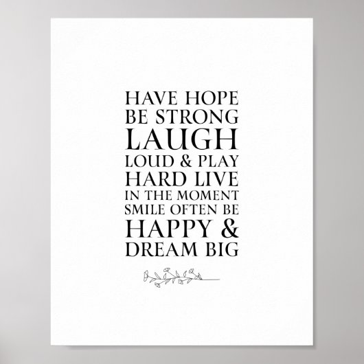 Poster Inspirational Have Hope Black & White Quote (Devant)