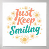 Poster Inspirational "Just Keep Smiling" Floral (Devant)