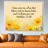 Poster Inspirational Matthew 11:28 Yellow Floral