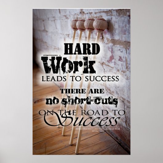 Poster Inspirational Quotes About Musics - Hard Work (Devant)