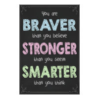 Poster Inspirationnel Braver, Fort, Smarter