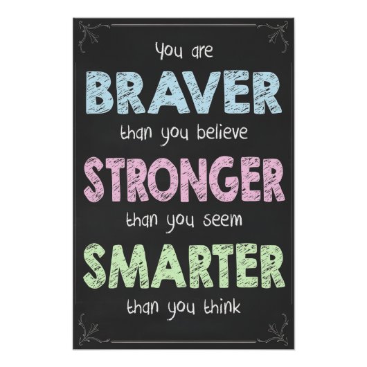 Poster Inspirationnel Braver, Fort, Smarter (Devant)