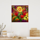 Poster Inspirationnel Ce Trop Passe Floral Rouge (Cuisine)