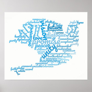 Poster Inspirationnel Elegant Dove of Peace Tag Cloud