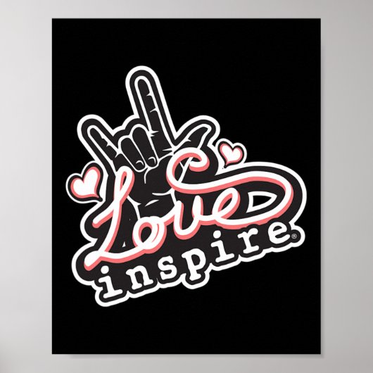 Poster Inspire Love Asl Ily Hand Sign Language Deaf Aware (Devant)