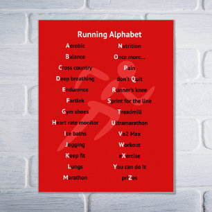 Poster Inspiré rouge d'alphabet courant