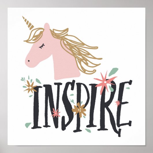 Poster Inspirer | Gold Mane Unicorn (Devant)