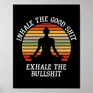Poster Inspirez Bien Exhalez Taureau Citation Drôle Yoga