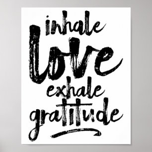 Poster Inspirez l'amour expirez la gratitude Yoga Citatio