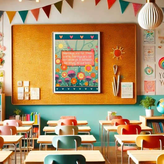 Poster Inspiring Floral Fresh Starts Quote