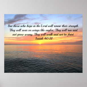 POSTER INSPIRING SUNRISE ON THE OCEAN ISAIAH 40:31