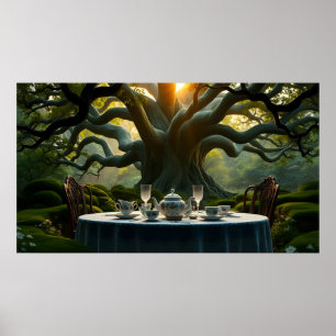 Poster Installation Whimsical De Thé Après-Midi Dans Forê