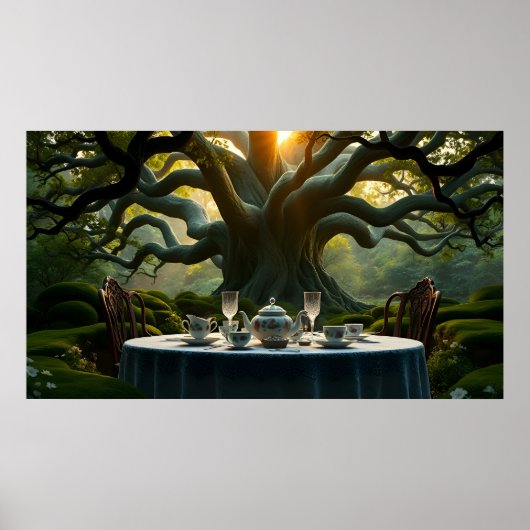 Poster Installation Whimsical De Thé Après-Midi Dans Forê (Devant)