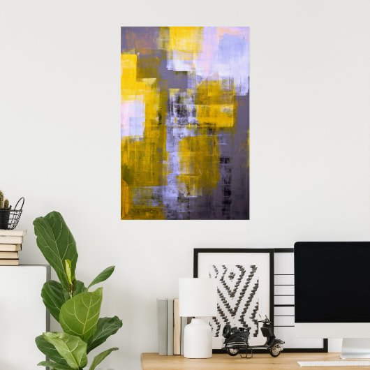 Poster 'Instant' Gris et Jaune d'art Abstrait (Bureau à domicile)
