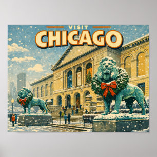 Poster Institut d'art de Chicago en carte postale d'hiver