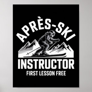 Poster Instructeur Apres Ski Ski Snowboard Skieur Avr