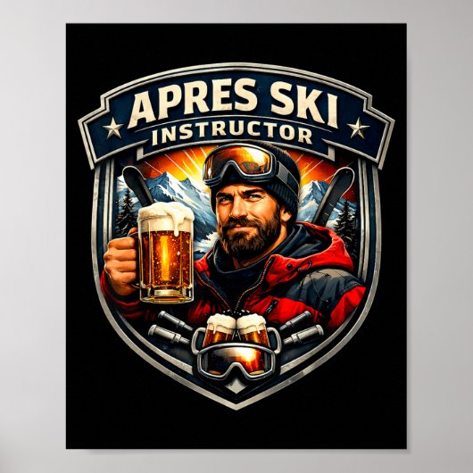 Poster Instructeur d'après-ski drôle professeur de ski ho (Devant)
