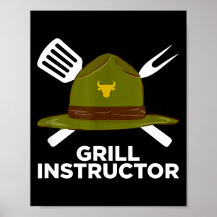 Poster Instructeur de grillade pitmaster de barbecue drôl