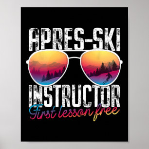 Poster Instructeur de ski Apres Première leçon Sans Skin