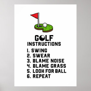 Poster Instruction de golf Swing Sweer au trou du drapeau