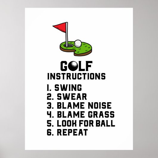 Poster Instruction de golf Swing Sweer au trou du drapeau (Devant)