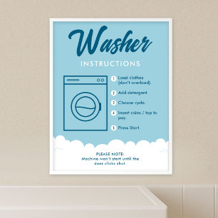 Poster Instructions de lave-linge Panneau d'affichage de