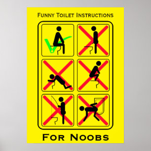Poster Instructions drôles de toilette