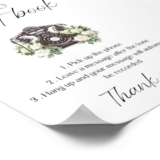 Poster Instructions du livre d'invité audio mariage (Coin)