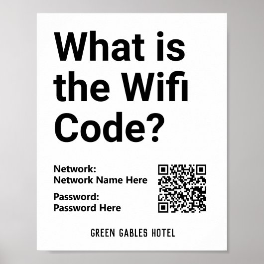 Poster Instructions pour le code WiFi ainsi que le code Q (Devant)