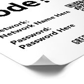 Poster Instructions pour le code WiFi plus code QR sur un (Coin)