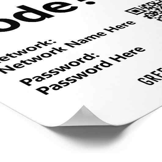 Poster Instructions pour le code WiFi plus code QR sur un (Coin)