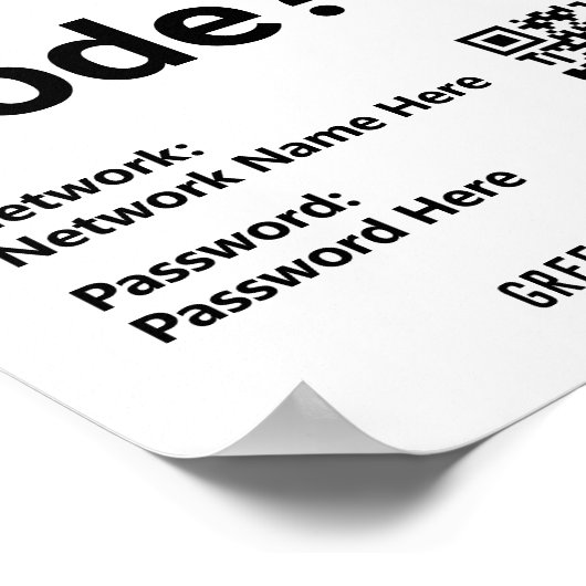 Poster Instructions pour le code WiFi plus QR Code sur un (Coin)