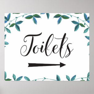 Poster Instructions pour les toilettes Signer Flèche droi