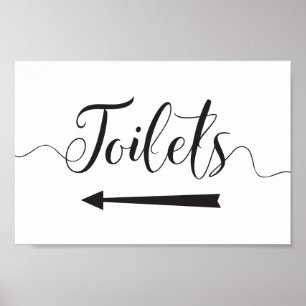 Poster Instructions Toilettes Signer pour Mariages Flèche