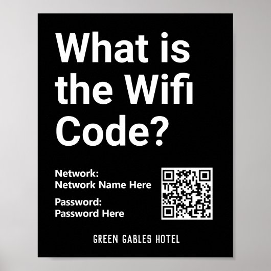 Poster Instructions WiFi avec code QR sur un (Devant)