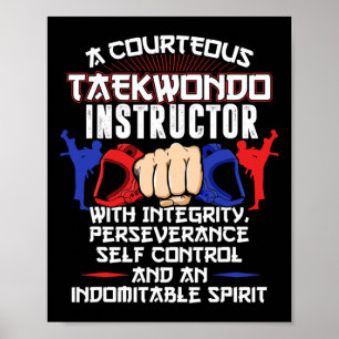 Poster Instructor Taekwondo Cadeau 5 Tenets Niveau Ceintu
