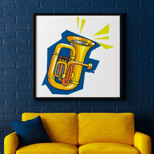 Poster Instrument à vent Tuba Musique éclatante Groupe