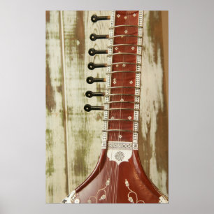 Poster Instrument indien à cordes Sitar