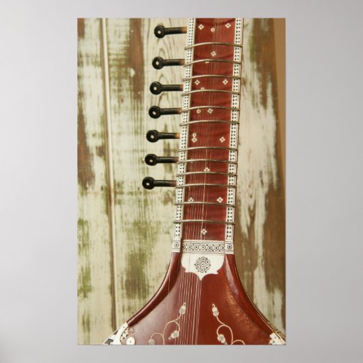 Poster Instrument indien à cordes Sitar (Devant)