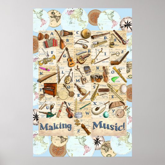 Poster Instruments de musique Alphabet International (Devant)