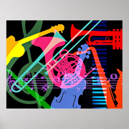 Poster Instruments de Musique Design Pop Art (Devant)