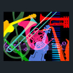 Poster Instruments de musique design Pop Art<br><div class="desc">Instruments de musique design coloré pop art</div>