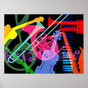 Poster Instruments de musique design Pop Art