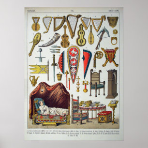 Poster Instruments De Musique Médiévaux, Etc.