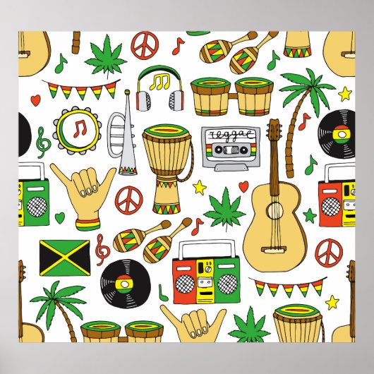 Poster Instruments de musique : Reggae Arrière - plan san (Devant)